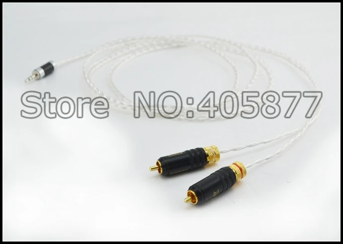 High quality occ silver plated Mini Stereo 3 5mm TO 2 RCA AUX Audio Cable 1M