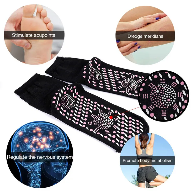 1/2/3/5/10 Pair Warm Foot Socks Breathable Massage Heating Magnetic Sock Tourmaline Therapy Magnetic Socks Sports Winter Outdoor