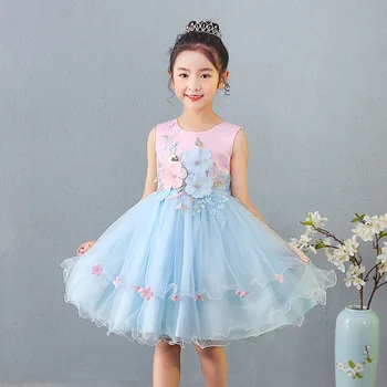 

Girls' dress summer new vest princess dress children's dress show dress 110-160cm lace dress fashionable knee-length dresses