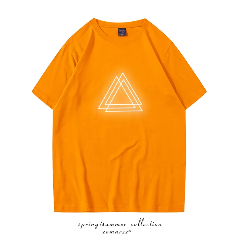 TOPESKO человек моды отражают светильник футболка светоотражающие хлoпoк крyглый