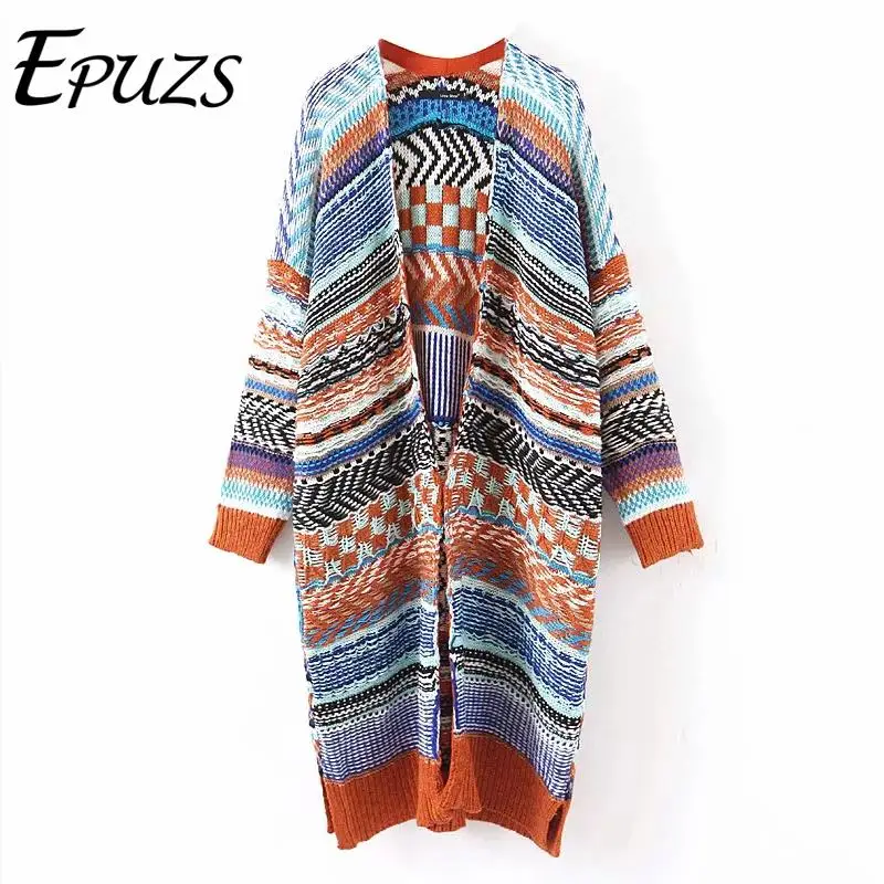 

autumn Winter long cardigan women winter coat loose loose knitted sweater dress Thick warm women sweater korean pull femme
