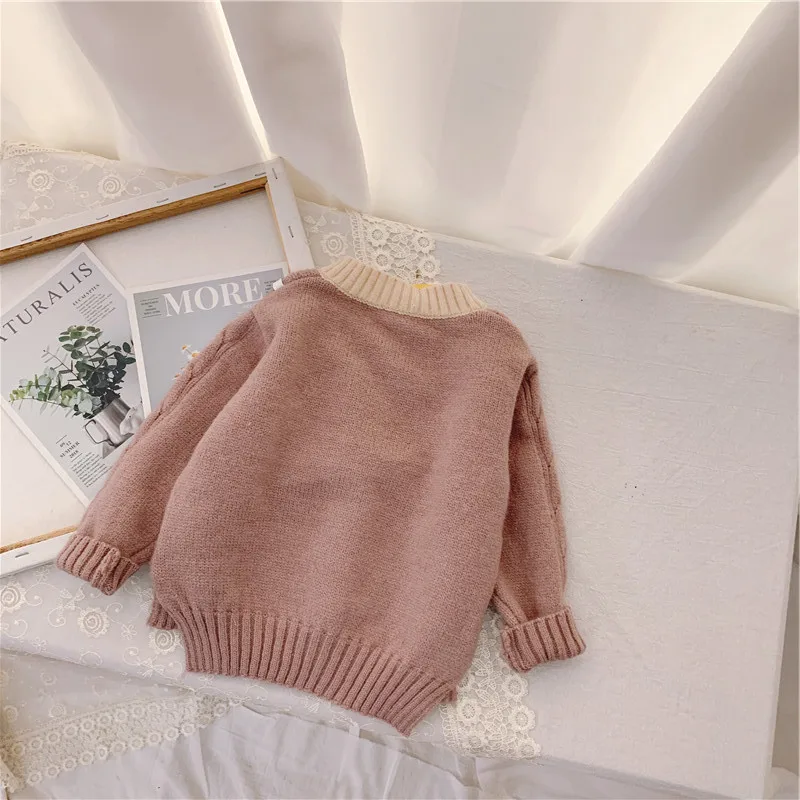 New Cotton Kids Cardigan Boys Girls Children's Knit Cardigan Sweaters Autumn Winter Thicken Kids Knitwear Coats LZ298