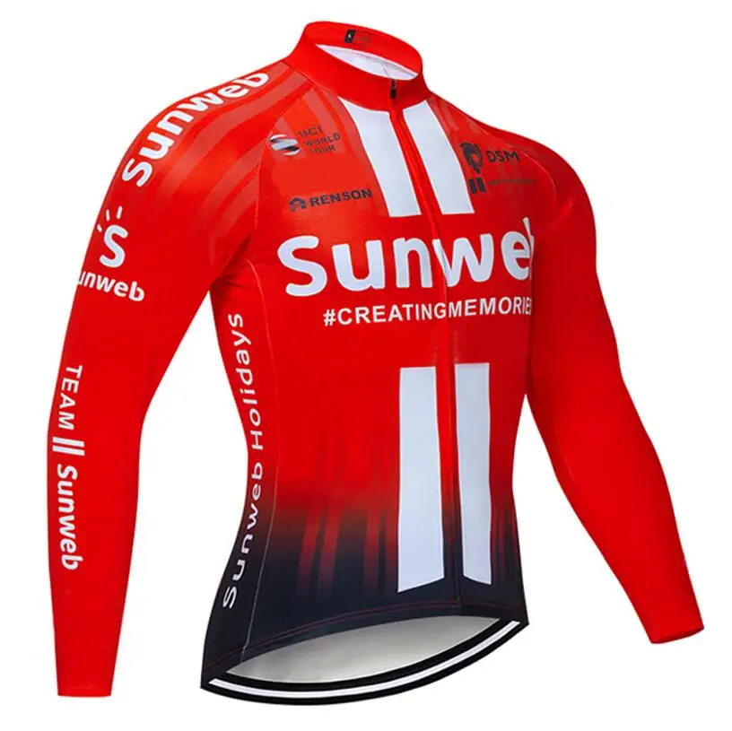 Красный Зима команда Sunweb термальный флис Велоспорт Джерси велосипед брюки набор Мужские Ropa Ciclismo 20D велосипедный майон Culotte одежда - Цвет: Красный