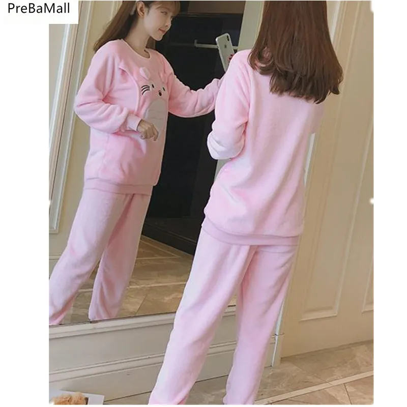 

Flannel Breastfeeding Maternity Pajamas Autumn Winter Velvet Thicken Nursing Materniad Dormir Pyjamas Women Clothes D0046