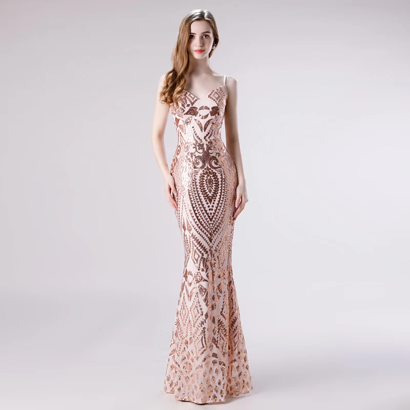 

Women Long Dress Evening Elegant Golden Pink Evening Dresses Beaded Muslim Evening Dresses 2019 Lace Mermaid Dubai Formal Dress