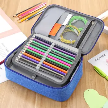 

Portable Canvas 72 holes Pencil Case Canvas School Pencil Cases Storage Bag Case Multi-layer Makeup Storage Bag Stationery Box