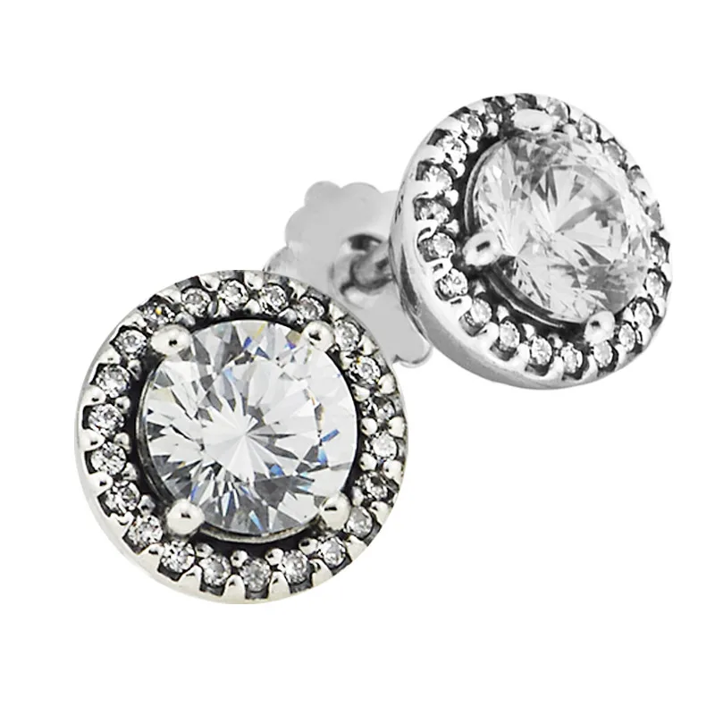 

Round Sparking Stud Earrings 2021 Christmas Gift Sterling Silver Jewelry Earrings For Woman Party Jewelry Making