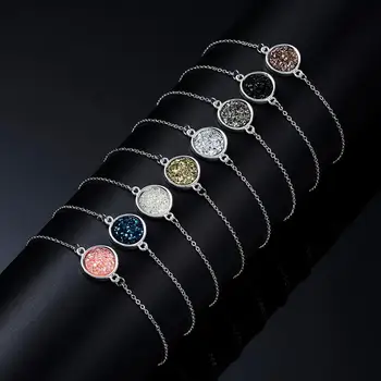 

New Bling Crystal Bracelet Simple Circular Cluster Bracelet For Women Colorful Natural Stone Bracelet Jewelry Party Accessaries