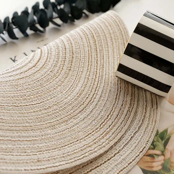 

6Pcs Round Design Table Ramie Insulation Pad Solid Placemats Linen Non Slip Table Mat Kitchen Accessories Decoration Home Pad Co