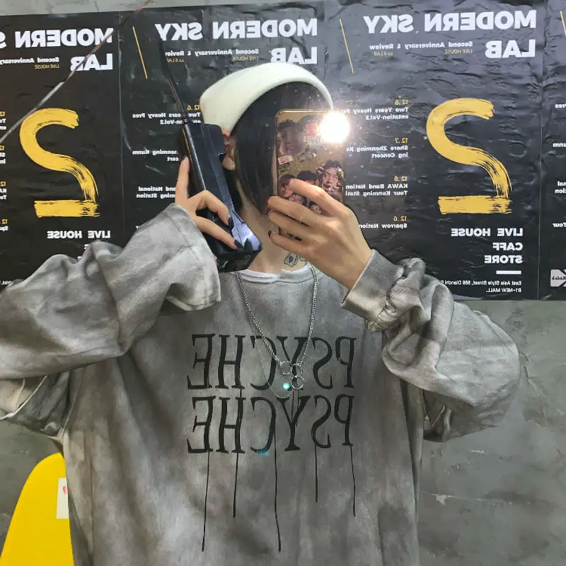 XITAO мозаичное яркое цветное печатное отверстие Толстовка нерегулярная женская