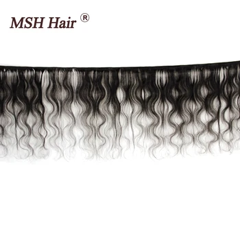 MSH Hair Brazilian Body Wave 3 Bundles With Closure Human Hair Weaves Remy Hair Bundles With 4 2