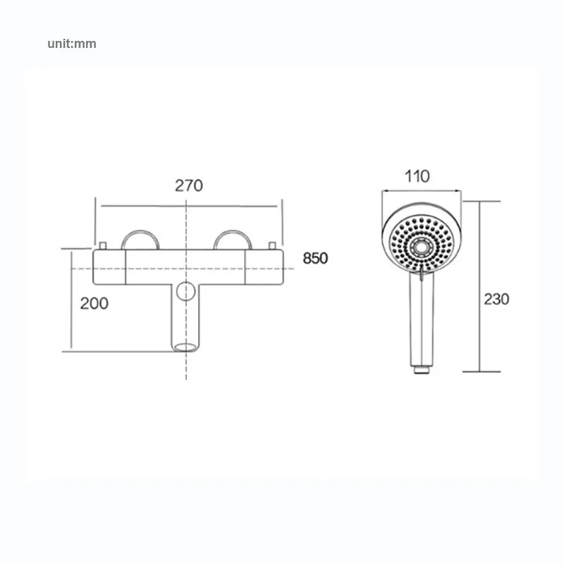 Black Thermostatic Bathroom Shower Faucet Dual Handle Bathtub Faucet Wall Mounted Mixer Tub Tap 6