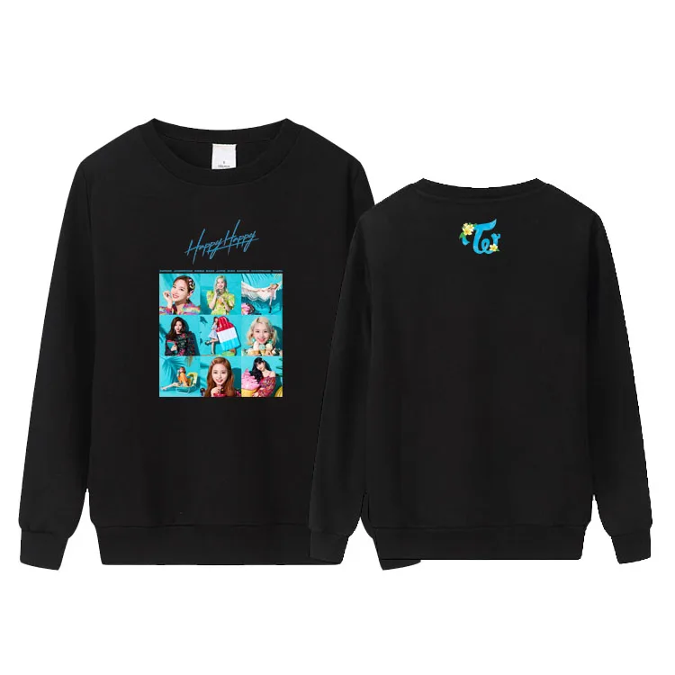 

New arrival twice happy happy album all member photos printing sweatshirt kpop unisex fashion thin pullover hoodies