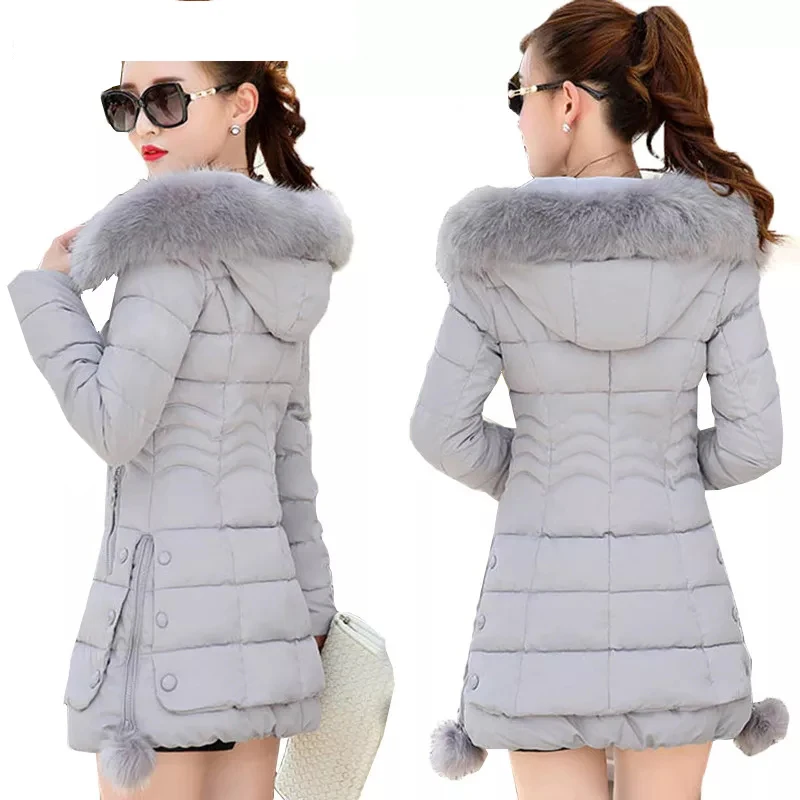 

Big fur collar Parkas Women Down Jacket Plus Size Womens Parkas Thicken Outerwear hooded Winter Coat Female Jacket Cotton padded