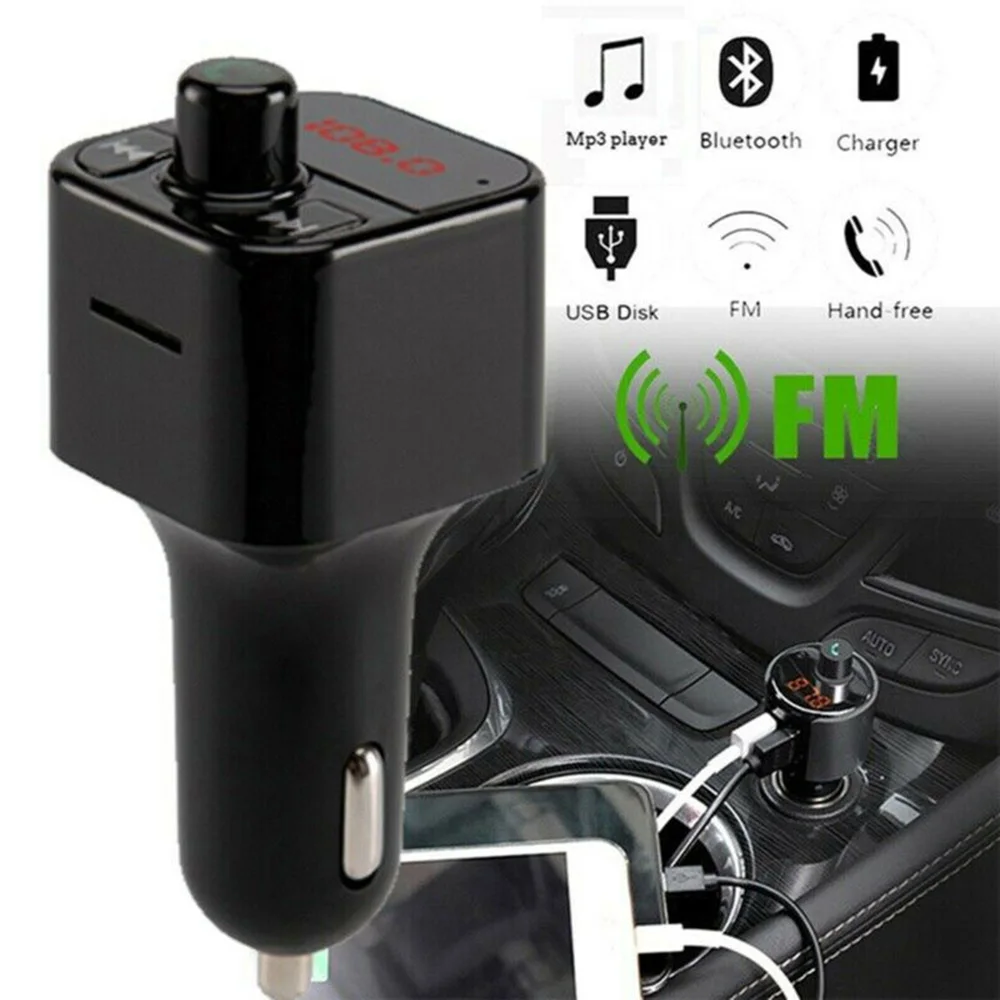 Автомобильный Bluetooth Зарядное устройство FM передатчик хаб мобильного телефона MP3 плеер 12 V-24 V громкой связи Bluetooth гарнитура для электронные аксессуары колыбели