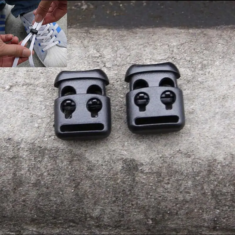 10pcs Black Plastic Shoes Buckle Shoelace Decorations Rope Clamp Cord Locks Stopper Outdoor Running Easy Faster Sport