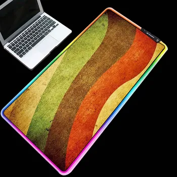 

Yuzuoan RGB art color stripe pattern mouse pad multi-size exquisite LED side light anti-skid table mat