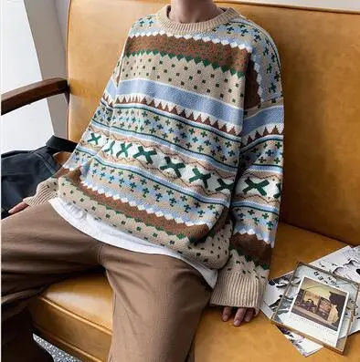 Khaki Zongke, новинка, Осень-зима, Повседневный свитер, мужской, длинный рукав, облегающий, ВЯЗАННЫЙ ПУЛОВЕР, мужской бренд, мужские свитера, теплый M-2XL - Цвет: Khaki