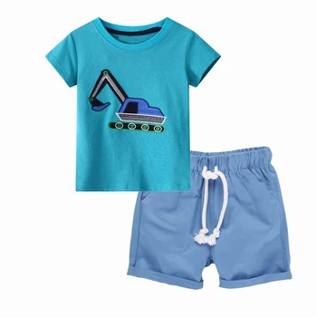

Little maven Sets Summer Excavator PrintSuits for Baby Boys Kits Costumes 2020 Boys Children Outfits Suits Boutique Suite