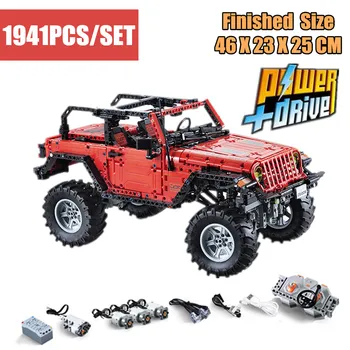 

New MOC Jeep Wrangler Adventurer LED RC Motor Power Function fit technic building block bricks Vehicle Cars kid Toy Gft
