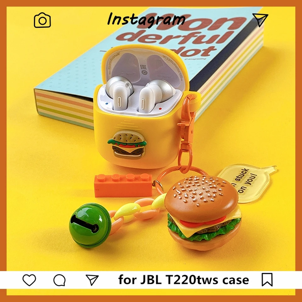 

Cute Hamburger Silicone Cover for JBL TUNE 220 TWS Case Bluetooth Earphone Case for JBL T220 TWS Headphone Protective Box Bag