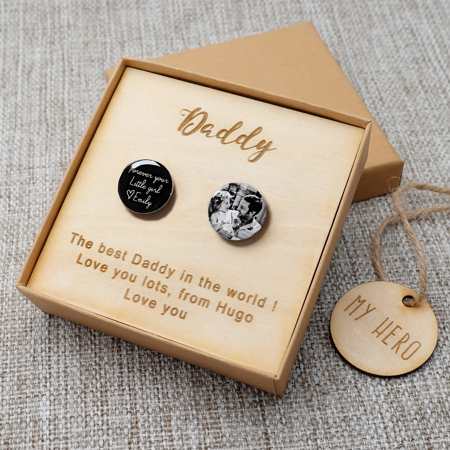 Personalized Handmade Cufflinks Photo Cufflinks Set Fathers Day Gift Mens Cufflinks Shirt Cufflinks Engagement Gift