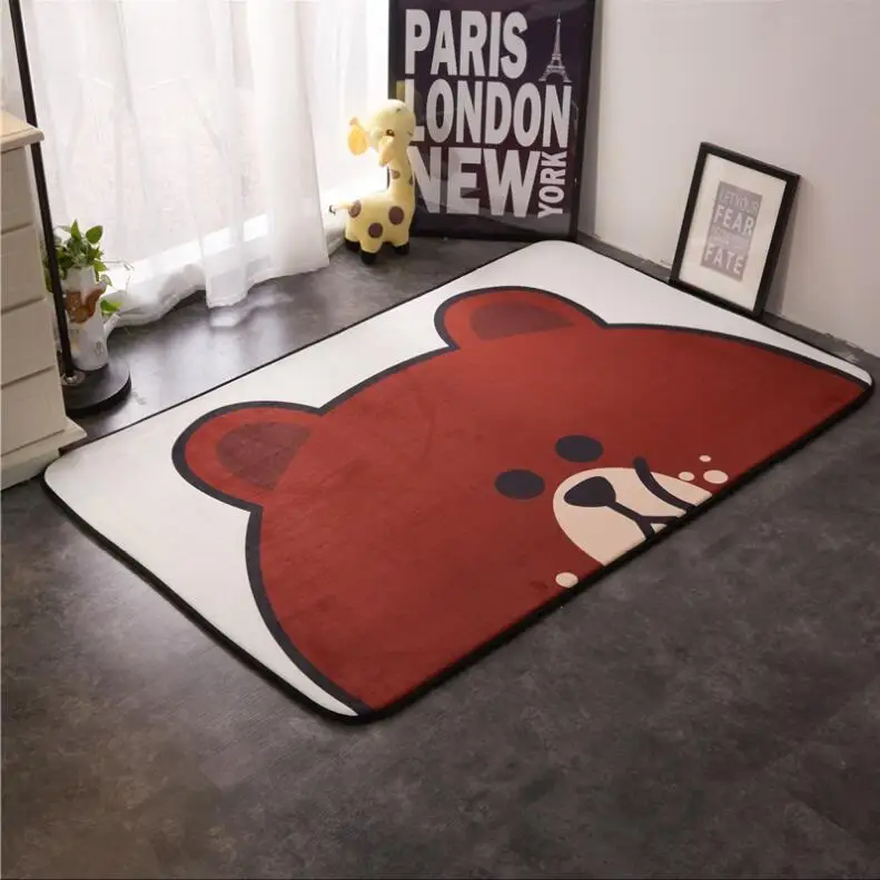 Us 17 53 42 Off Cute Brown Cartoon Animals Bear Bunny Carpet Tapete For Living Room Bedroom Home Decor Carpet Rug Children Kids Soft Play Mat On
