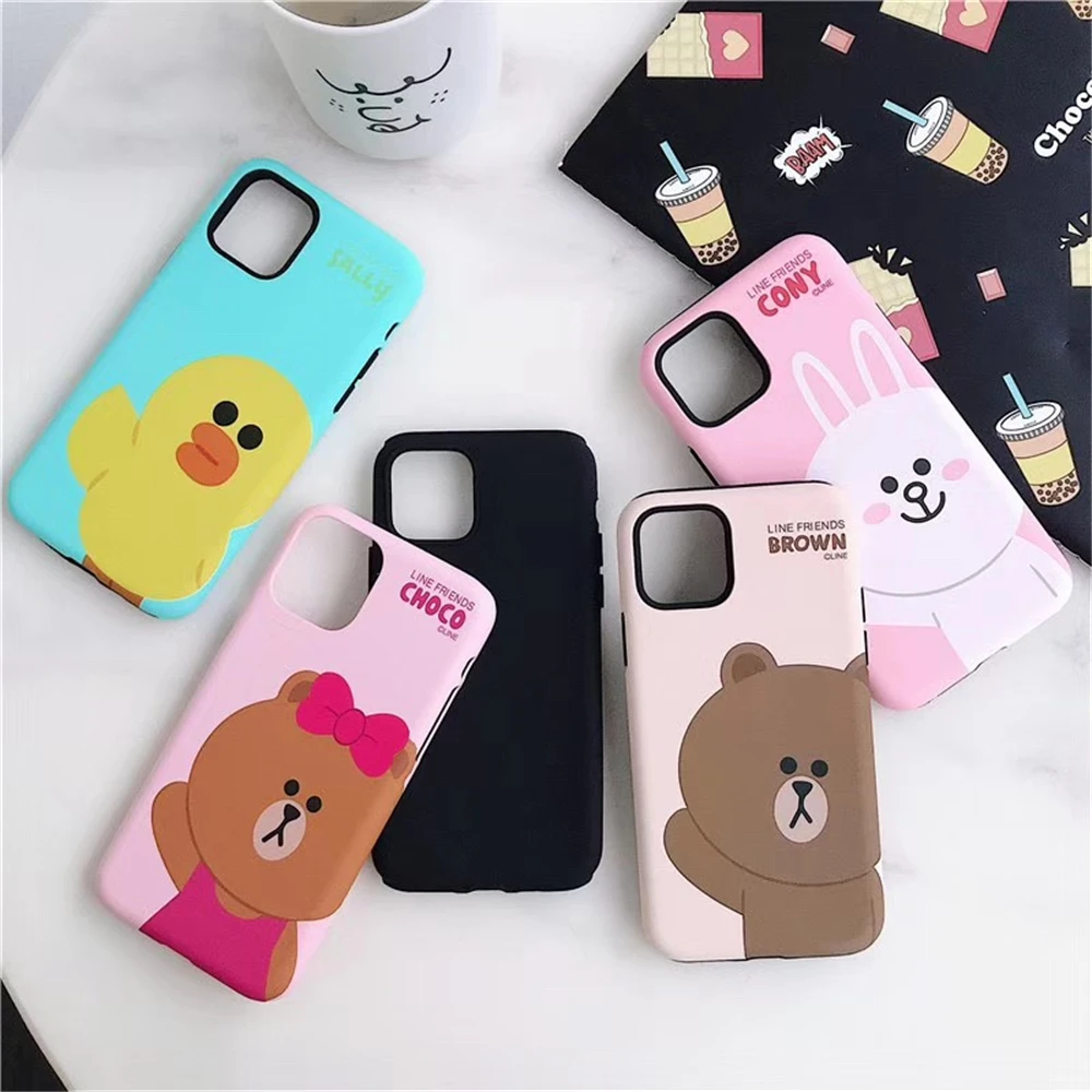 Купить Cute Cartoon Bear Back Cover for iPhone 11 Pro Max 6 7 8 Plus Soft TPU Dual Protective Case Xs XR  Мобильные телефоны и | Waterproof Cases (4000350014679)