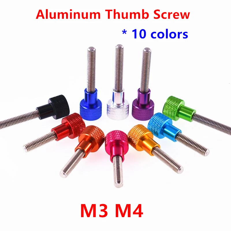 10pcs/ 5pcs Aluminum Thumb Screw M3 M4 Aluminum Knurled Head Stainless