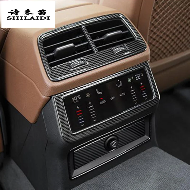 

Car styling Carbon fiber Back row air conditioning outlet panel buttons Covers Stickers for Audi A6 C8 interior auto accessories