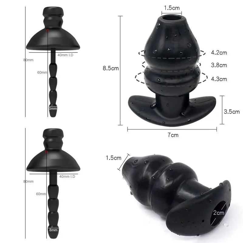 Electro Shock Pulse Penis/Anal Plug E-Stim Urethral Dilator Hollow Buttplug Prostate Massage Vibrator Male Chastity Sex Tool Kit
