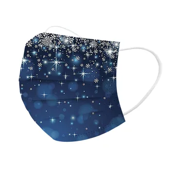 

50pcs Women Man Mask Christmas Snowflake Masks Disposable Protective Mask 3ply Non-woven Masque Earhook Mascarilla Mondmasker