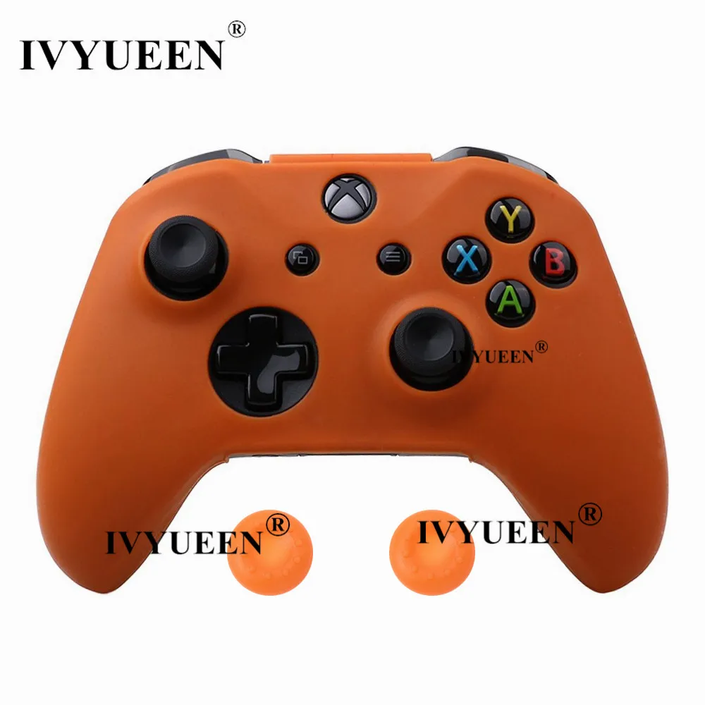 Оранжевый IVYUEEN для microsoft Xbox One X S тонкий контроллер силиконовый чехол+ аналоговые палки с захватом колпачка для X Box One 1 X S геймпад - Цвет: Оранжевый