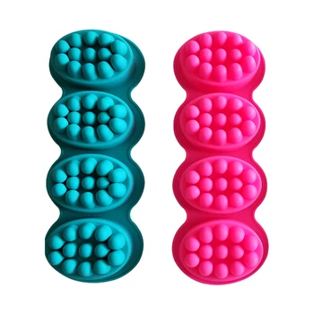 

Silicone Soap Mold 4 Compartment Massage Bar Soap making Tool With Single-hole Moulds