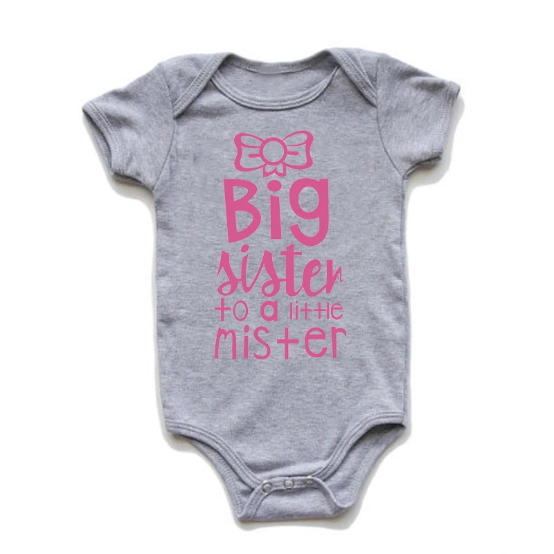 big sister-gray «Big Sister»(«старшая сестра») и маленький мистер фоны для фотосъемки новорожденных детей с от Carter's, детский костюмчик, смешные детские для маленьких мальчиков ползунки для девочек детская одежда с фантазийным рисунком близнецы детские комбинезоны - Цвет: big sister-gray