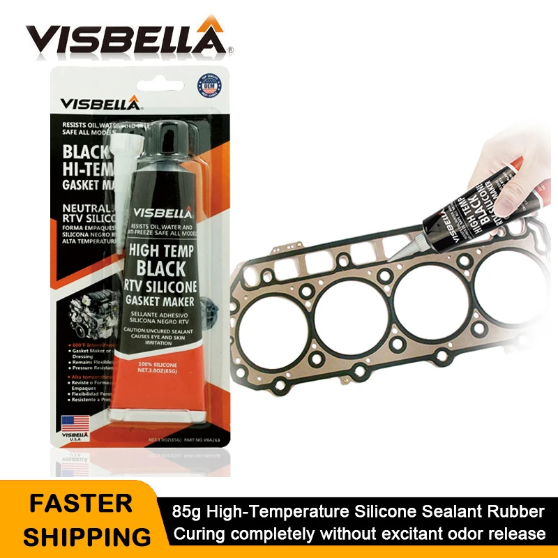 

Visbella A Quality Acetoxy RTV Gasket Maker Grey 85g High Temperature Silicone sealant rubber moistureproof glue for Car Engine