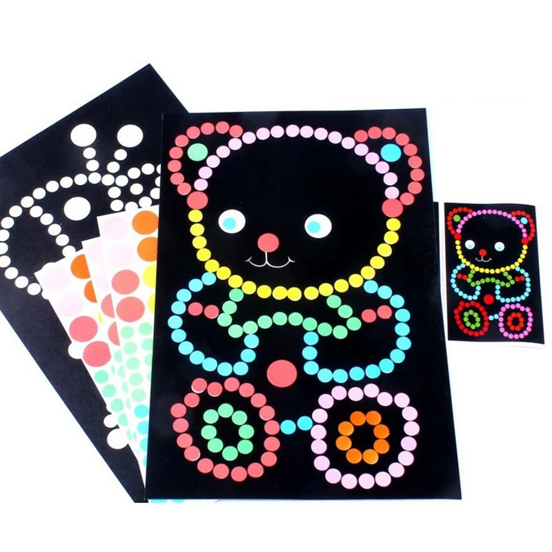 

NEW 2Pcs/Set DIY Cartoon Animal Dots Sticker Puzzle Game DIY Learning Education Toys Early Education Toys for Children