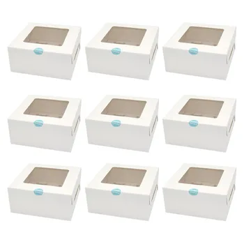 

20pcs Baking Boxes With Inserts Tray Grids Transparent Muffin Boxes Containers for Cake Home