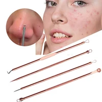 Rose Gold 4pcs/set Blackhead Comedone Acne Pimple Belmish Extractor Vacuum Blackhead Remover Tool Spoon for Face Skin Care Tool 1
