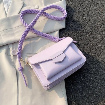 

Braided Shoulder Strap Design Small PU Leather Crossbody Bags for Women Bags 2020 Lady Shoulder Handbag Female Luxury Flap Bag