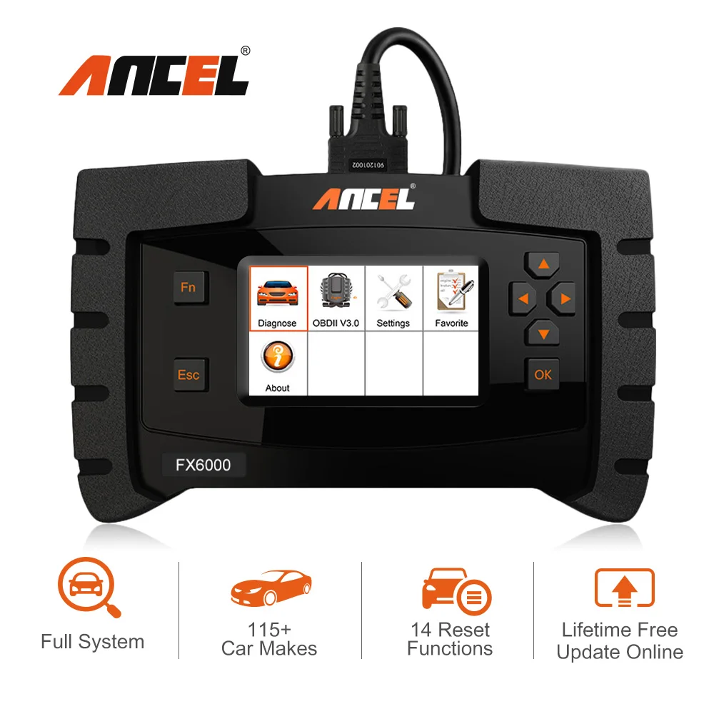 Ancel FX6000 OBD2 автомобильный сканер полная система диагностический инструмент для