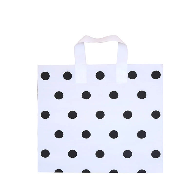 

large White Polka dot Plastic Bags Shops Clothes Gift Bags With Handles Wedding Birthday Party Supplies Gift Bags 48pcs/lot