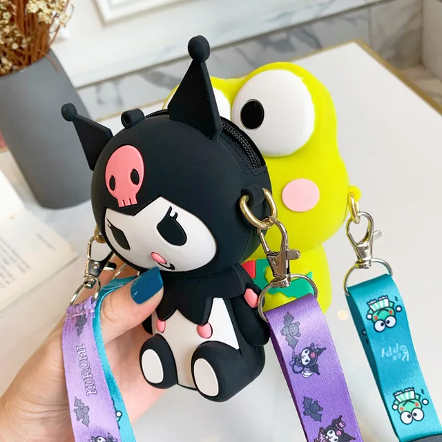 Sanrioed Kawaii Cartoon Kulomi Melody Cinnamoroll Silicone Bag Messenger Bag Children's Coin Purse Cute Mini Children's Gifts 6