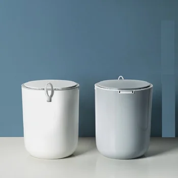 

Push Type Plastic Waste Bins High Capacity Trash Can Toilet Paper Garbage Storage Bucket Kitchen Dustbin Home Rubbish Organizer