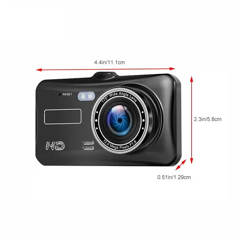 Автомобильный видеорегистратор с двумя объективами Full HD 1080P 4 дюйма IPS