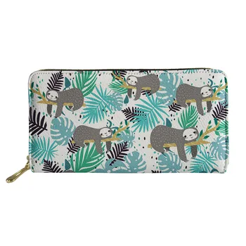 

Cute Cartoon Printing Sloth Women's Wallet PU Leather Zipper Long Multi-Card Hand Wallet Women Leather Purse