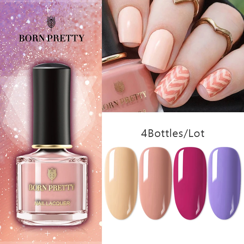 Набор лаков для ногтей BORN PRETTY 4 бутылки черно-белый лак дизайна на весну и лето 6 мл