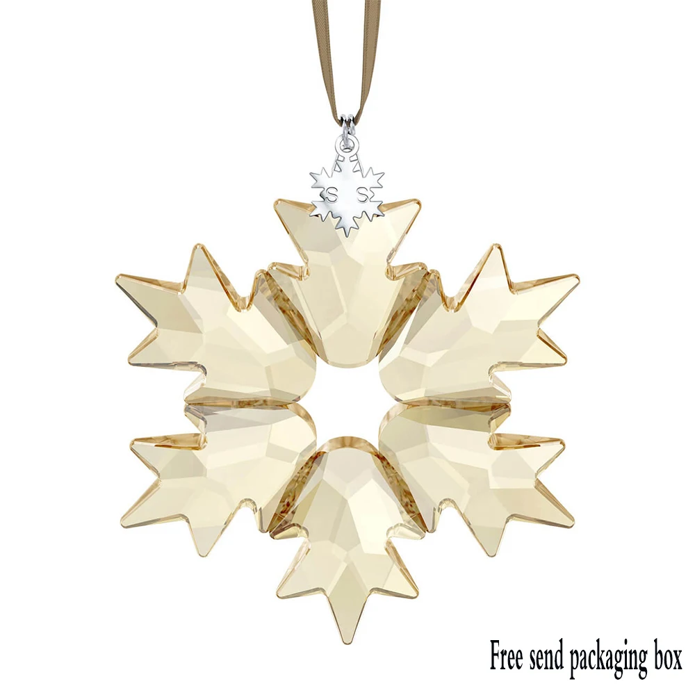

SWA 2019 New Christmas Ornament 2018 Charm Exquisite And Delicate Snowflake Gold Crystal Jewelry Home Decor Pendant 5376665