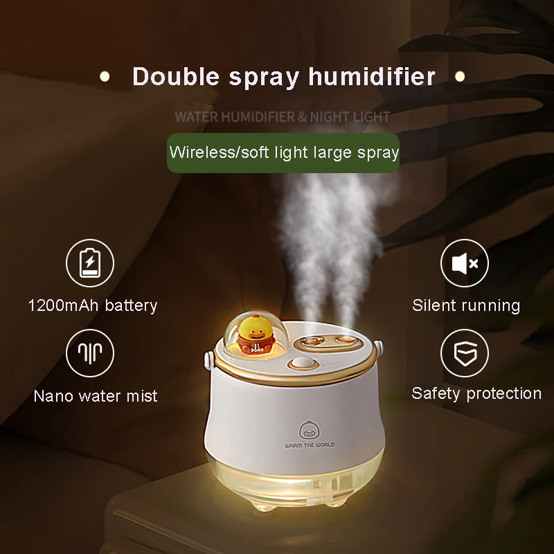 Portable 400ML Humidifier USB Wireless Double Spray Aroma Water
