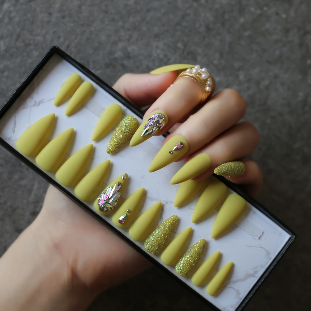 mão nude coffin para unhas, 24 peças,